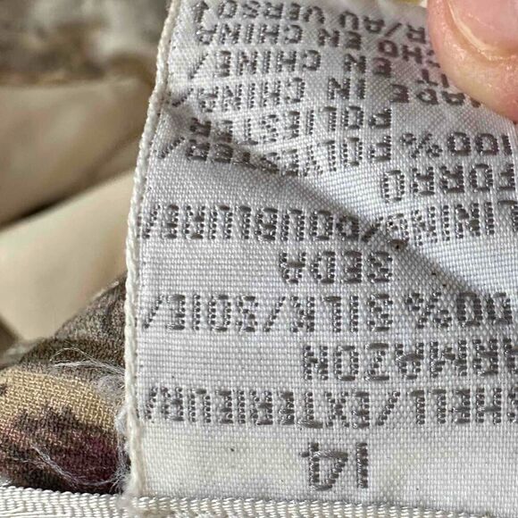 Vintage Liz Claiborne Collection Beige Patterned Silk Straight Skirt Size 14 - Picture 5 of 6